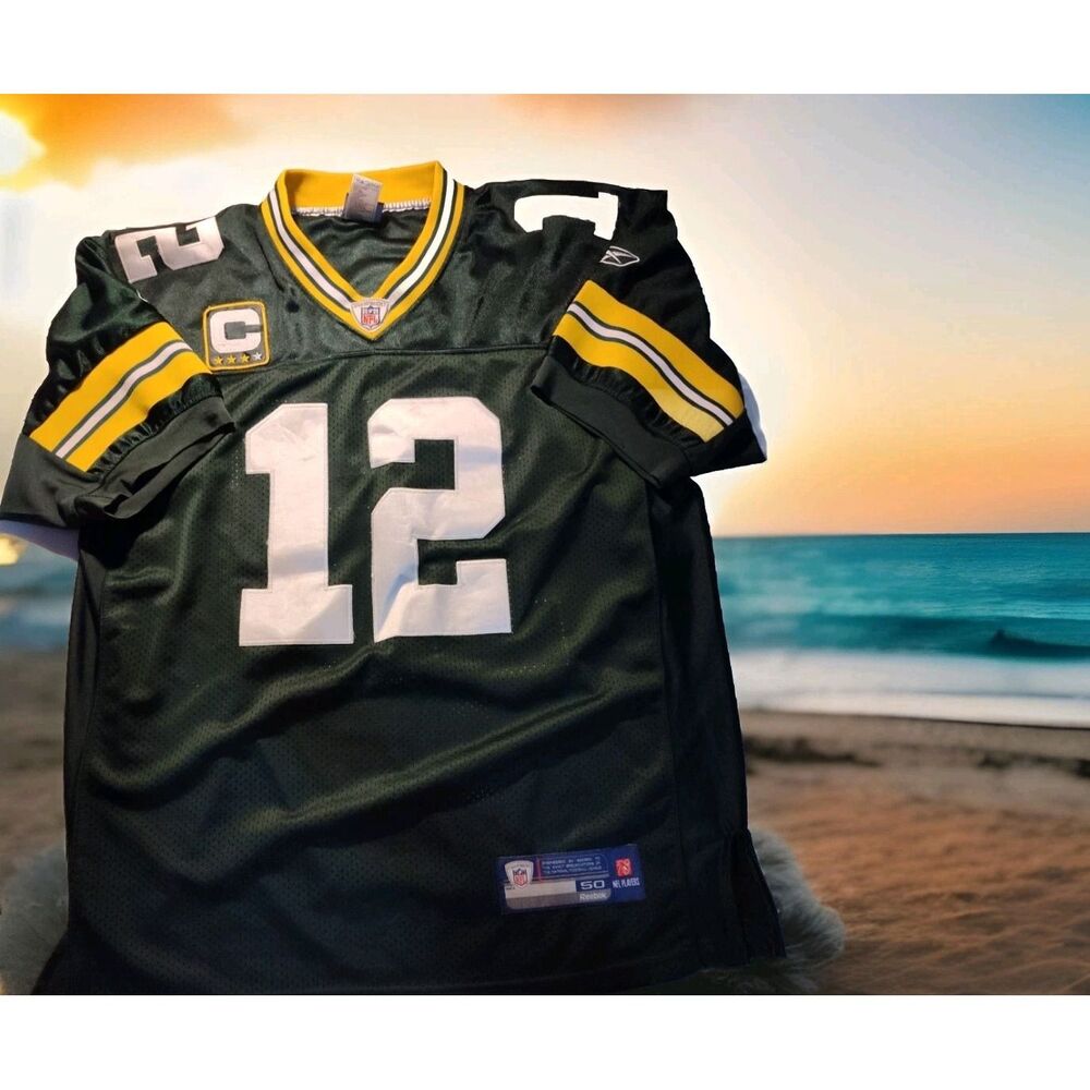 Stitched Reebok Sz 50 AARON RODGERS #12 Green Bay Packers Jersey Mens 1500